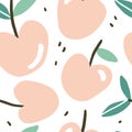 Doodle apple vector seamless pattern